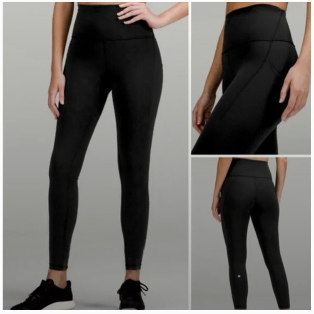 Lululemon Wunder Under with pockets High Rise full length 28" Leggings Size 8